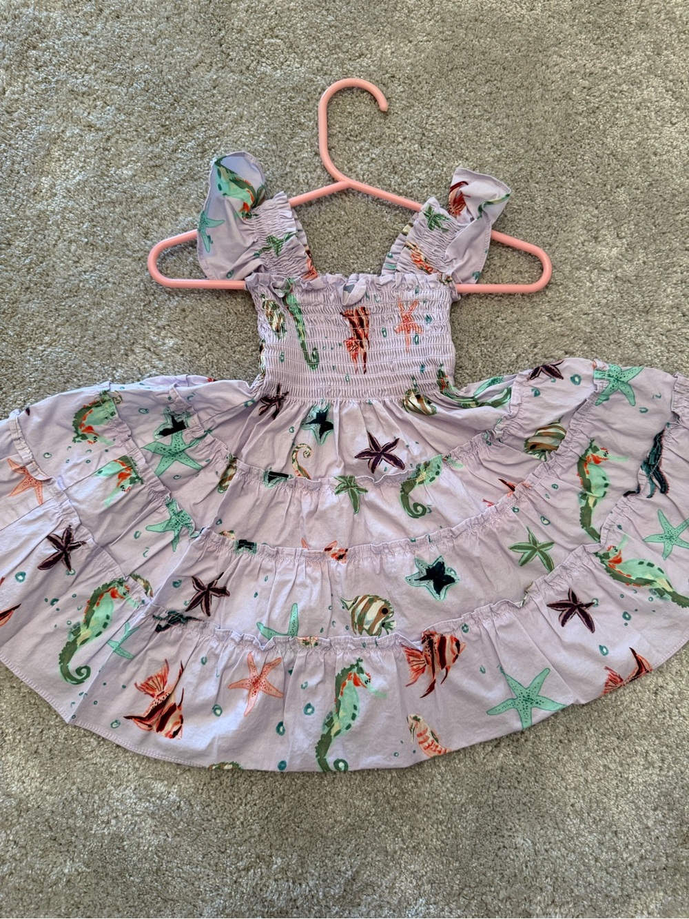 Hill House Smocked Sea Life Dress 2Y | Coastal Print Tiered Sundress